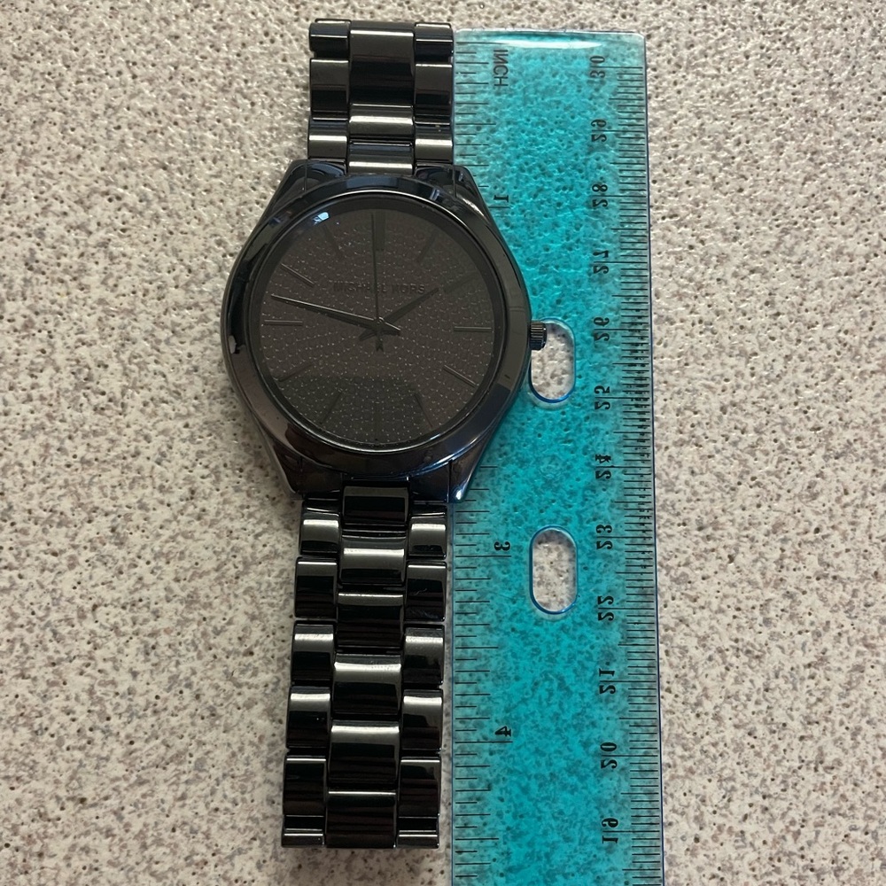 Black rhinestone face Michael Kors link watch